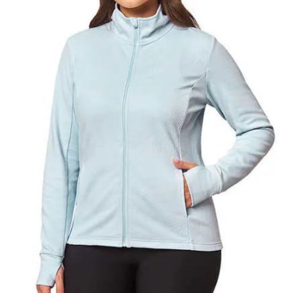 NWT Mondetta Women's Full Zip Lightweight Jacquard Jacket Blue Size S $60 EE252